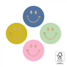 Stickers - Smiley - bright - goudfolie - per 8 stuks