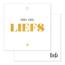 Label - Heel veel LIEFS ♥ - vierkant - goudfolie