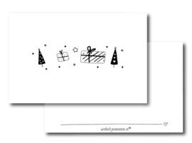 Minikaartje - Kerst - boompjes en pakjes