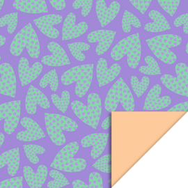 Kadozakje - Love Hearts Lilac - peach - per 5 stuks (12x19cm)