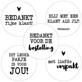 Stickers - Bedankt fijne klant! - assorti - per 10 stuks