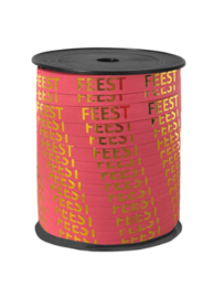 Lint - paperlook - FEEST - Roze/Goud - 10mm - 3m