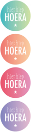 Stickers - hiep hiep HOERA! - assorti kleur - per 8 stuks