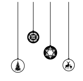 Raamstickers - Kerstballen - herbruikbaar - zwart