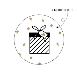 Stickers - Cadeautje (plaatje) sterren - goud - per 10 stuks