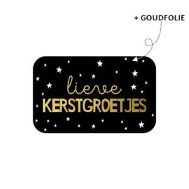 Stickers - Kerst - Lieve Kerstgroetjes - rechthoek - per 10 stuks