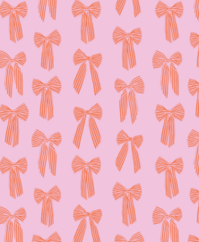 Blokbodemzakje - Big Bow - kraft - fuchsia / orange - per stuk (12x6x19cm)
