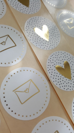 Stickers - Hart Dots Goud - per 10 stuks
