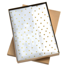 Tissue paper / Vloeipapier - Mini Hearts - goud - op rol - 2m
