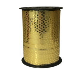 Lint - krullint - metallic Sterren goud - 10mm - 3m
