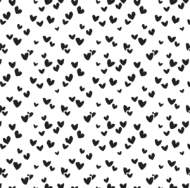 Tissue paper / Vloeipapier - Solo Hearts - zwart - per 5 stuks