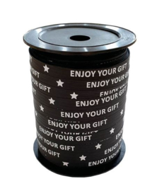 Lint - paperlook - Enjoy your gift - zwart - 10mm - 3m