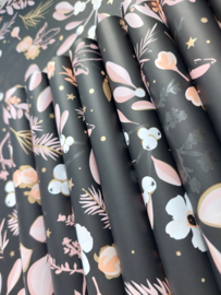 Inpakpapier - Let's decorate - zwart - 2m