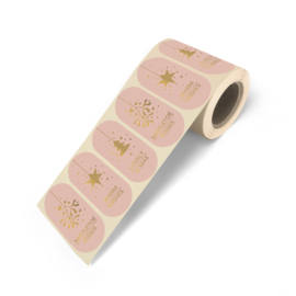 Stickers - Kerst - ovaaltjes - Warm Wishes - per 10 stuks