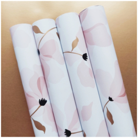 Inpakpapier - Layered Petals - warm - wit / goud / roze - 2m