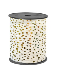 Lint - paperlook - Confetti - wit/goud - 10mm - 3m