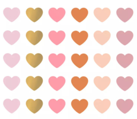 Stickers - Mini Hearts - multicolor - roest - per 10 stuks