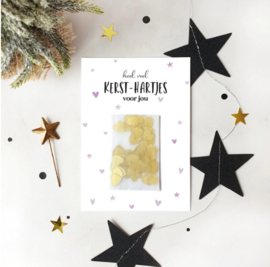 Kaart - Heel veel Kerst-hartjes voor jou - met zakje hartjesconfetti