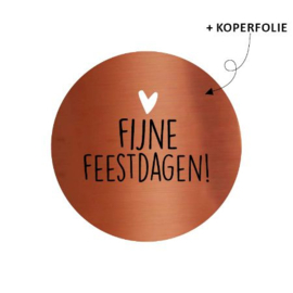 Stickers - Kerst - Fijne feestdagen! - koper - per 10 stuks