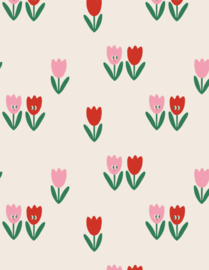 Blokbodemzakje - Tulips - kraft - per stuk (12x6x19cm)