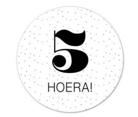 Stickers - leeftijd - 5 HOERA! - per 5 stuks