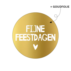 Stickers - Kerst - Fijne feestdagen - goud/wit - per 10 stuks