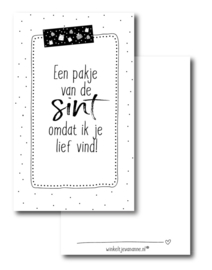 Minikaartje - Sint - Een pakje van de Sint omdat ik je lief vind!