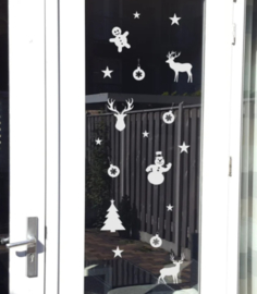 Raamstickers - diverse Kerst - herbruikbaar - wit