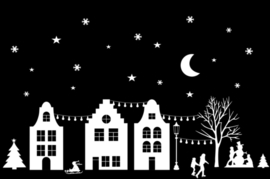Raamstickers - aanvulling Sneeuwpret / Kerst - herbruikbaar - wit of zwart