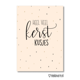 Kaart - Kerst - Heel veel Kerst kusjes - goudfolie