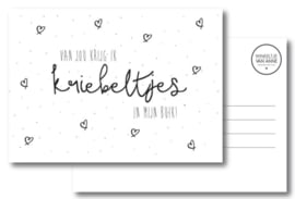 Kaart - Van jou krijg ik kriebeltjes in mijn buik!