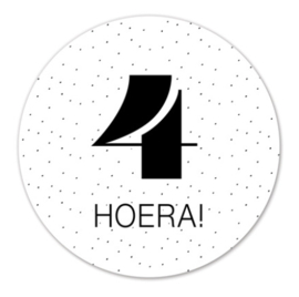 Stickers - leeftijd - 4 HOERA! - per 5 stuks