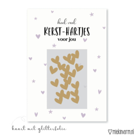 Kaart - Heel veel Kerst-hartjes voor jou - met zakje hartjesconfetti