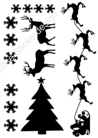 Raamstickers - straatje Kerst - herbruikbaar - zwart