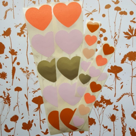 Stickers - Hearts - multicolor - roest - per 10 stuks