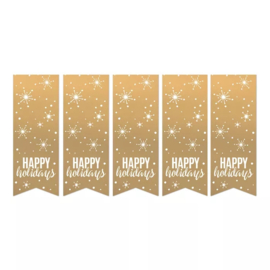 Stickers - Kerst - vaantje - Happy Holidays - per 10 stuks
