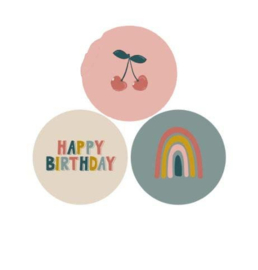 Stickers - Happy Birthday mix - per 6 stuks