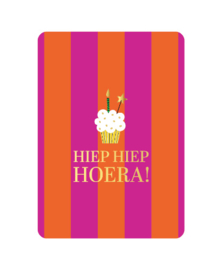 Kaart - Hiep hiep HOERA! - taart - goudfolie