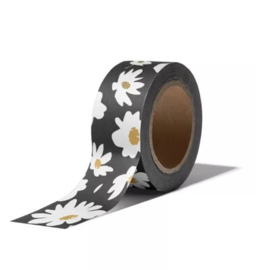 Washi / masking tape - Millefleurs - zwart/wit/goud