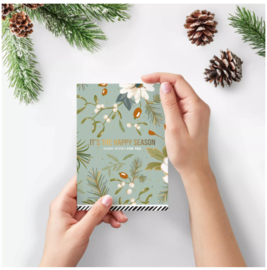 Kaart - Kerst - Vintage Christmas - salie / goudfolie