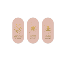 Stickers - Kerst - ovaaltjes - Warm Wishes - per 10 stuks