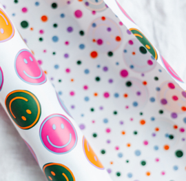 Inpakpapier - Smiley - confetti - 2m
