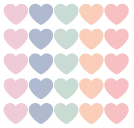 Stickers - Hearts - multicolor - pastel - per 10 stuks