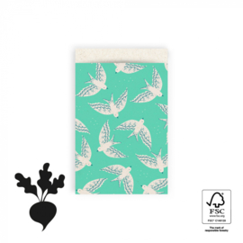 Kadozakje - Birds - mint - per 5 stuks (12x19cm)