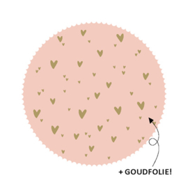 Stickers - zegel roze met gouden hartjes - per 10 stuks