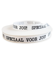 Lint - satijn - Speciaal voor jou - wit - 15 mm - 3m