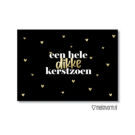 Kaart - Kerst - een hele dikke Kerstzoen - goudfolie