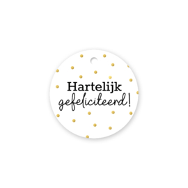 Label - Hartelijk gefeliciteerd! - rond