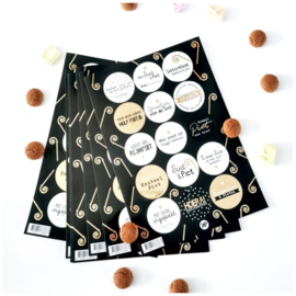 Stickers - Sint - stickervel Stafjes 15 stuks - goudfolie