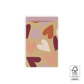 Kadozakje - Big Hearts - Gold - faded pink - per 5 stuks (12x19cm)